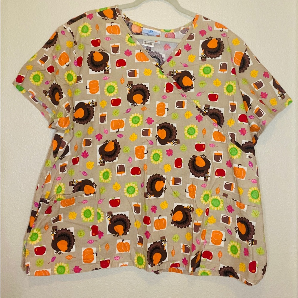 Thanksgiving plus size scrub top